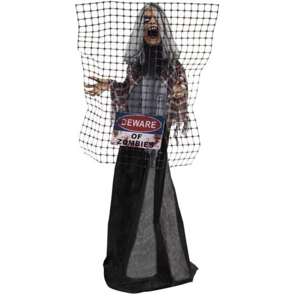 Haunted Hill Farm Life-Size Scary Zombie with Electric Fence, Halloween - Picture 1 of 7